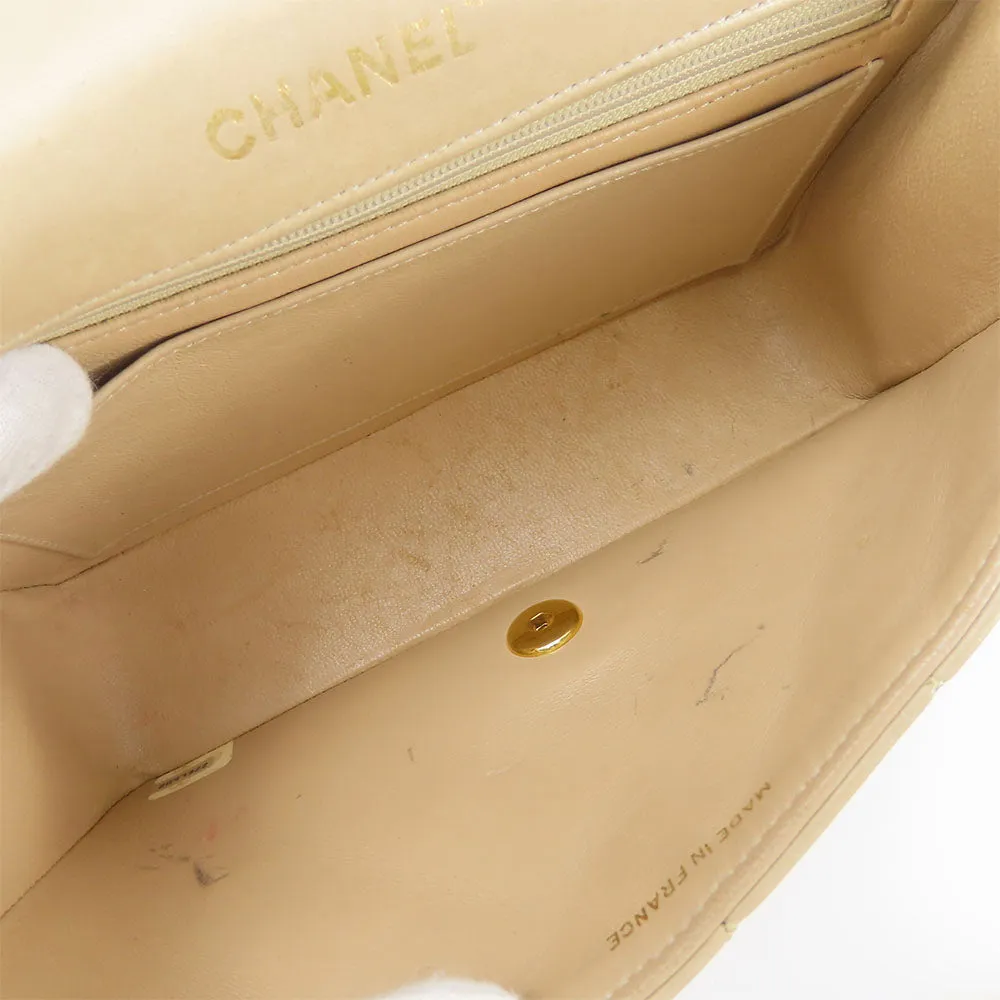 CHANEL Shoulder Bag lambskin beige Diana Women Used