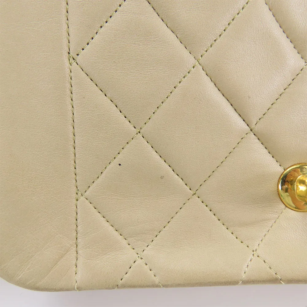 CHANEL Shoulder Bag lambskin beige Diana Women Used