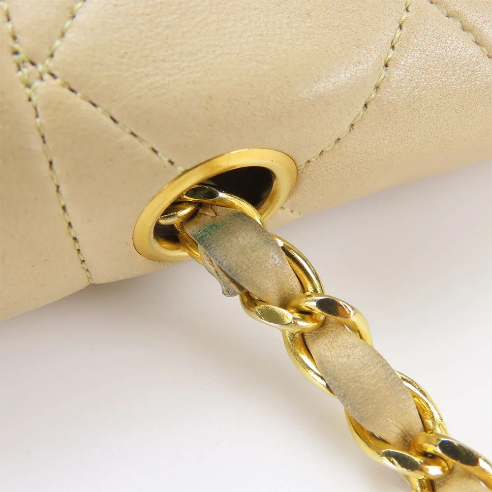 CHANEL Shoulder Bag lambskin beige Diana Women Used