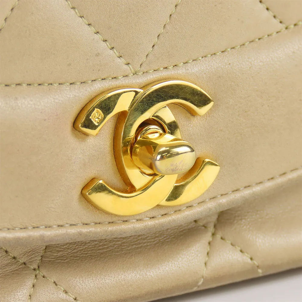 CHANEL Shoulder Bag lambskin beige Diana Women Used