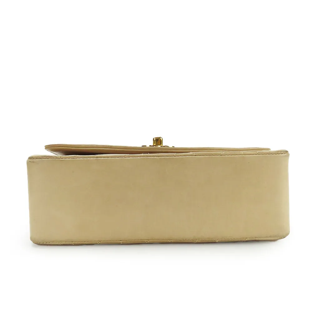 CHANEL Shoulder Bag lambskin beige Diana Women Used