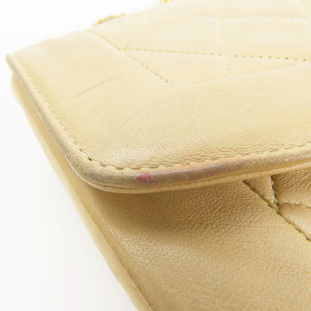 CHANEL Shoulder Bag lambskin beige Diana Women Used
