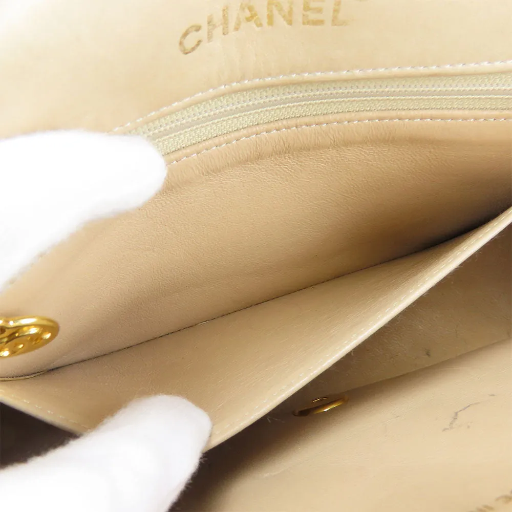 CHANEL Shoulder Bag lambskin beige Diana Women Used