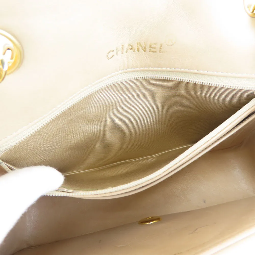 CHANEL Shoulder Bag lambskin beige Diana Women Used
