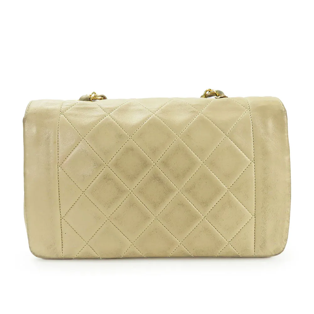 CHANEL Shoulder Bag lambskin beige Diana Women Used