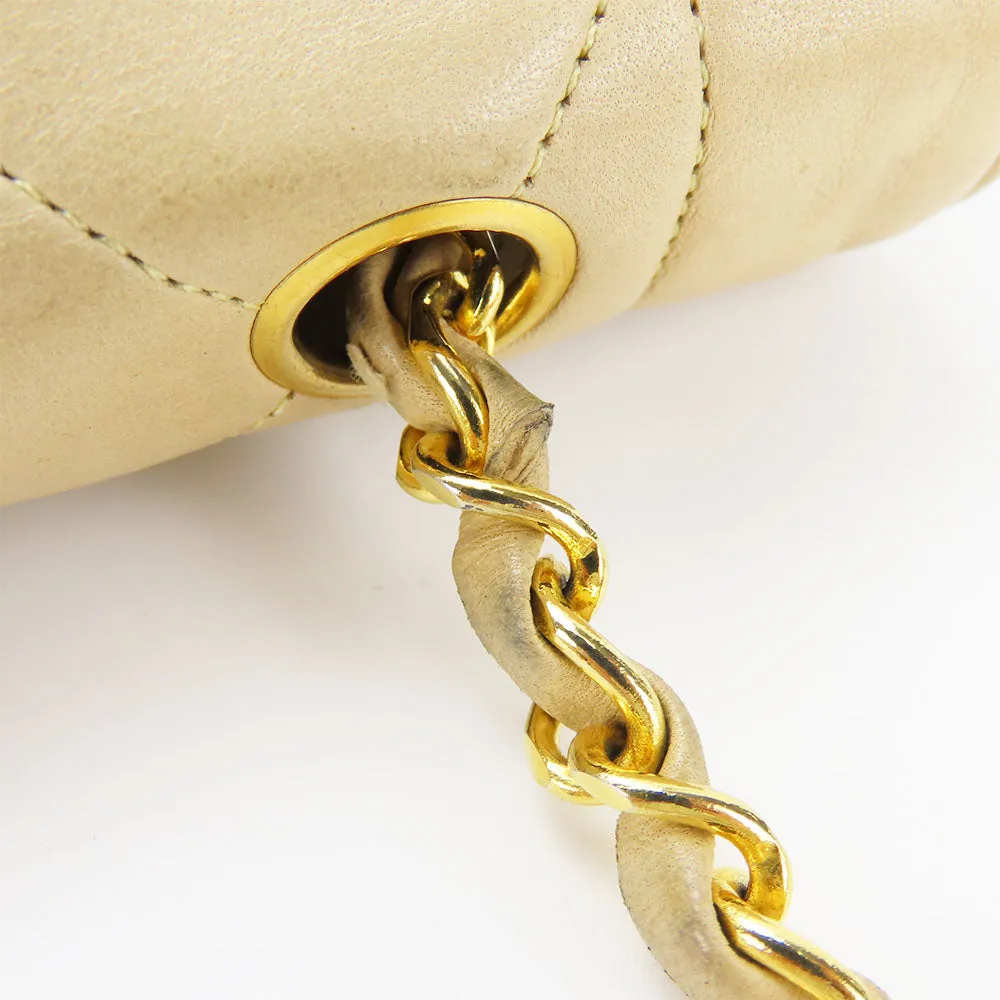 CHANEL Shoulder Bag lambskin beige Diana Women Used