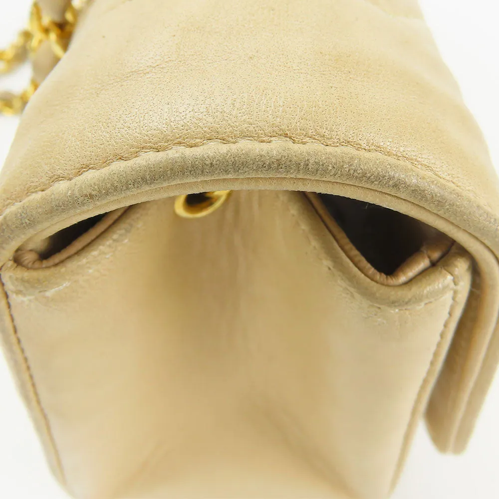CHANEL Shoulder Bag lambskin beige Diana Women Used