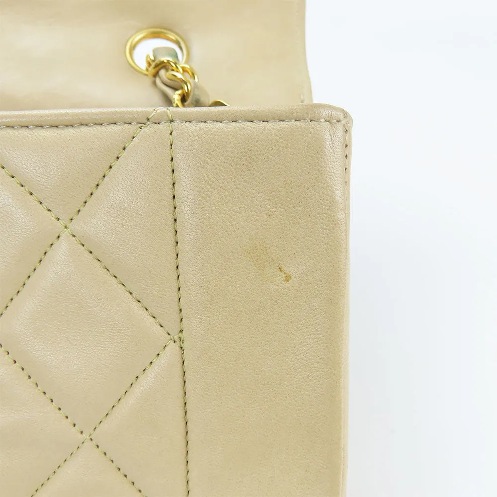 CHANEL Shoulder Bag lambskin beige Diana Women Used