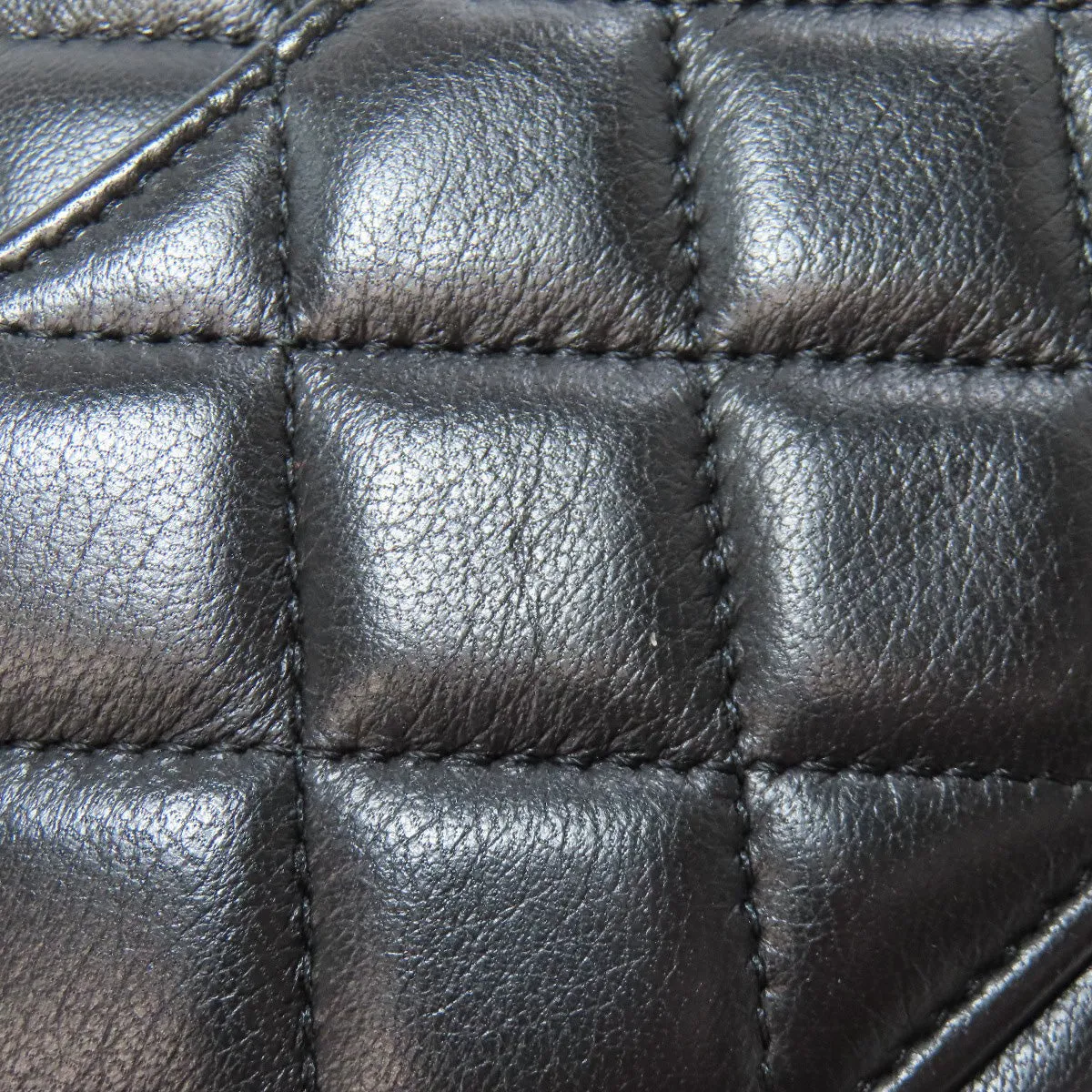 CHANEL Shoulder Bag lambskin black Matelasse Gold Metal Women Used
