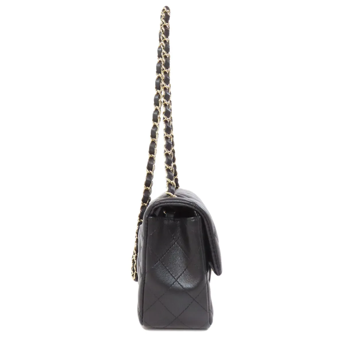 CHANEL Shoulder Bag lambskin black Matelasse Gold Metal Women Used