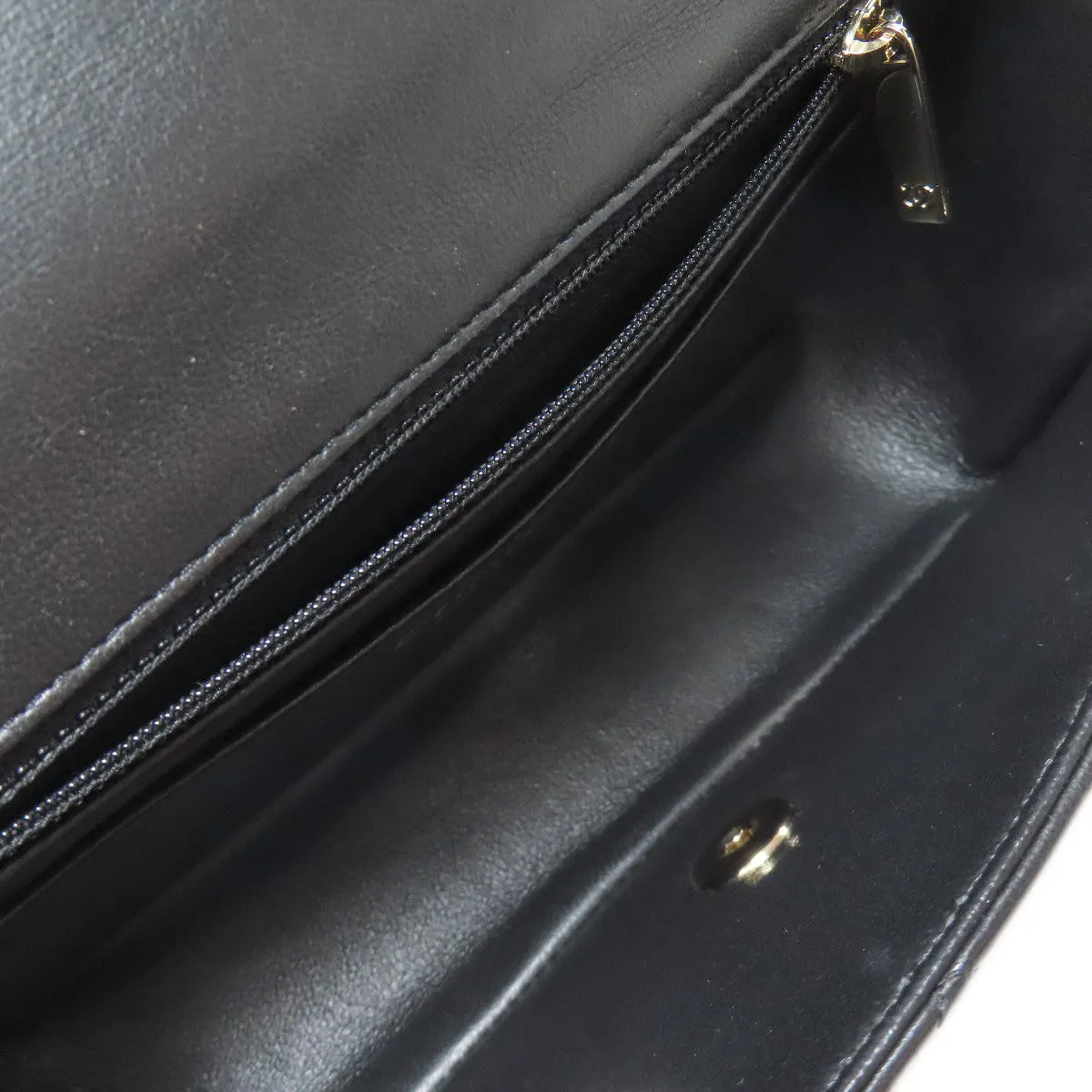 CHANEL Shoulder Bag lambskin black Matelasse Gold Metal Women Used