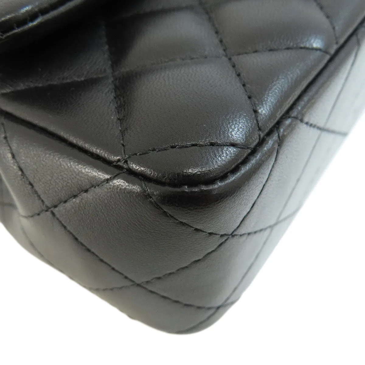 CHANEL Shoulder Bag lambskin black Matelasse Gold Metal