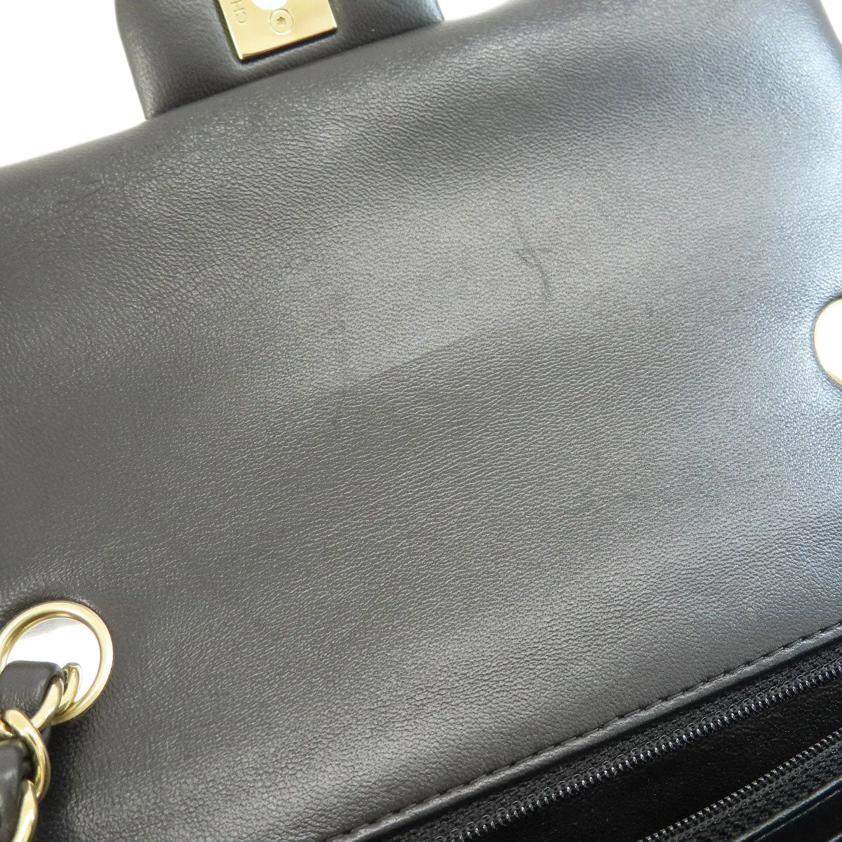 CHANEL Shoulder Bag lambskin black Matelasse Gold Metal