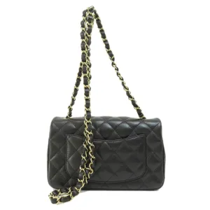 CHANEL Shoulder Bag lambskin black Matelasse Gold Metal