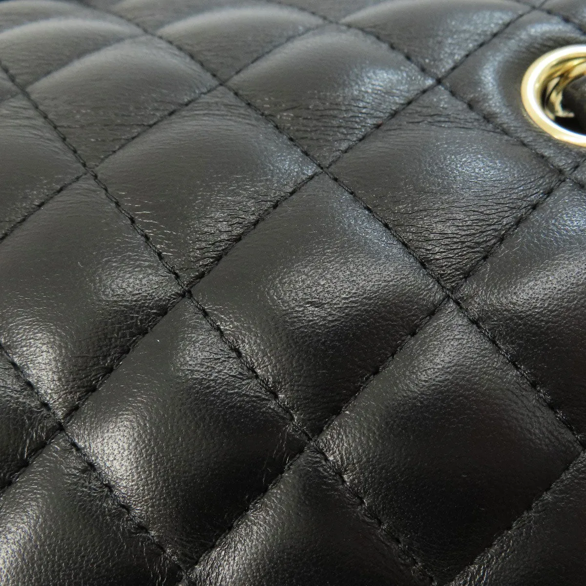 CHANEL Shoulder Bag lambskin black Matelasse Gold Metal