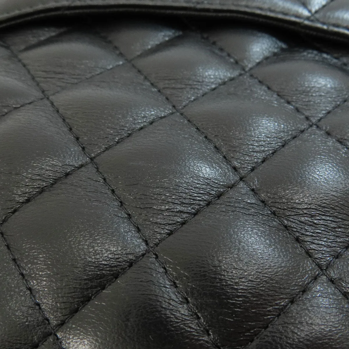CHANEL Shoulder Bag lambskin black Matelasse Gold Metal