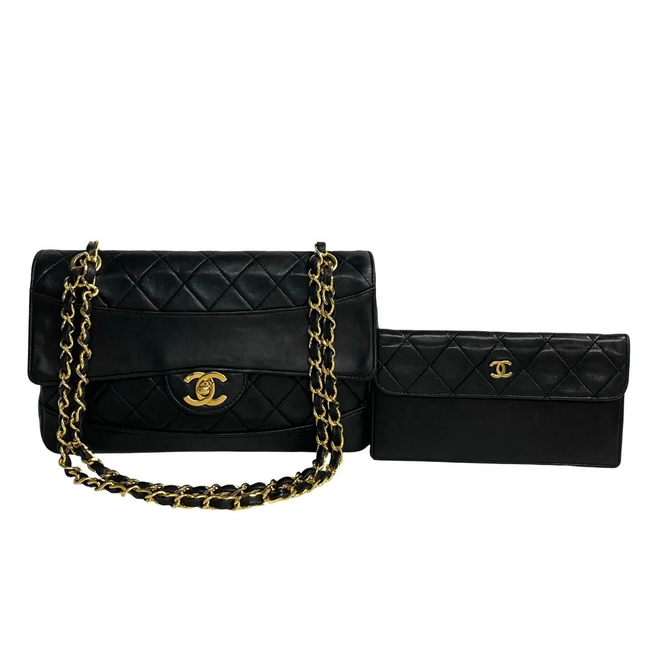 CHANEL Shoulder Bag lambskin black Matrasse