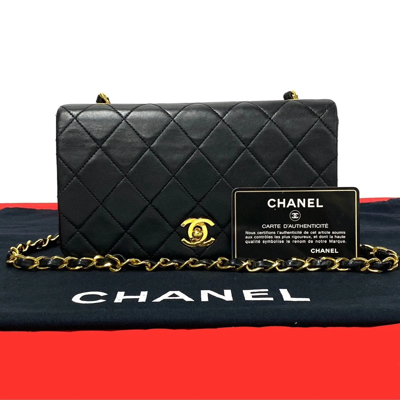 CHANEL Shoulder Bag lambskin black Matrasse