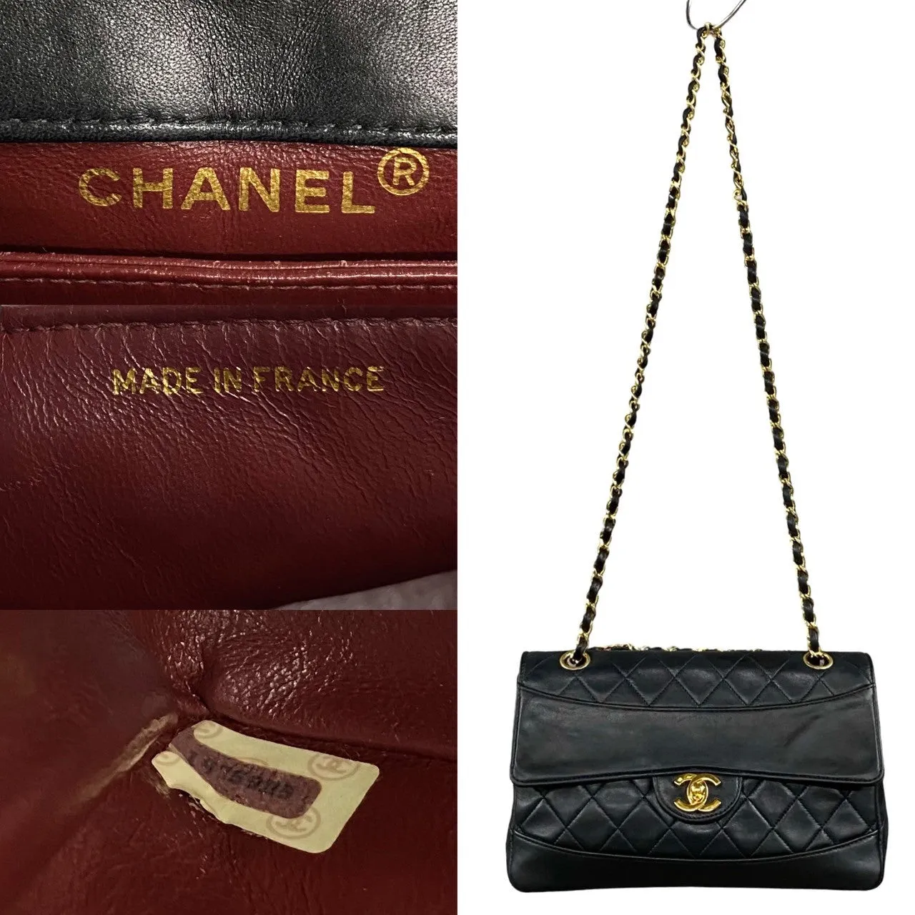 CHANEL Shoulder Bag lambskin black Matrasse