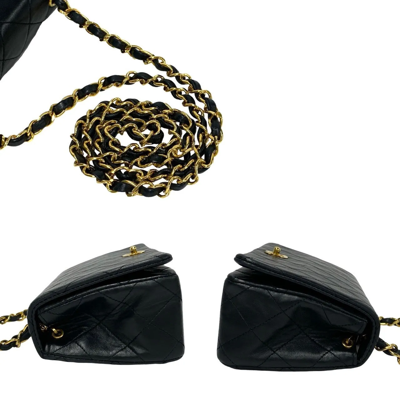 CHANEL Shoulder Bag lambskin black Matrasse