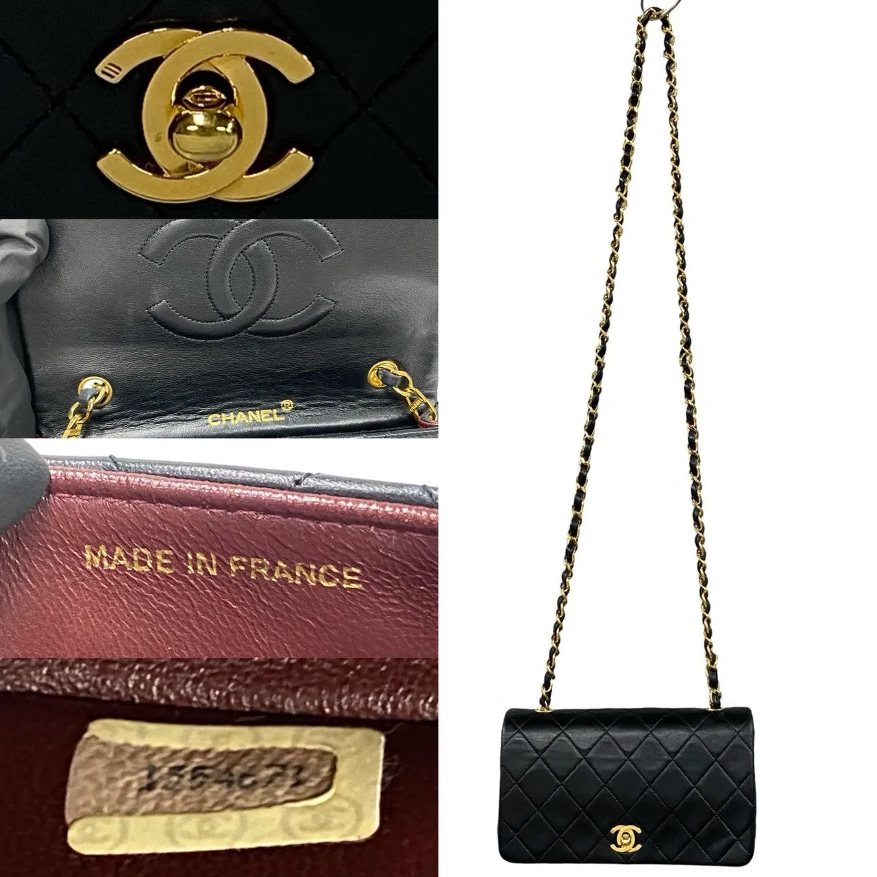 CHANEL Shoulder Bag lambskin black Matrasse