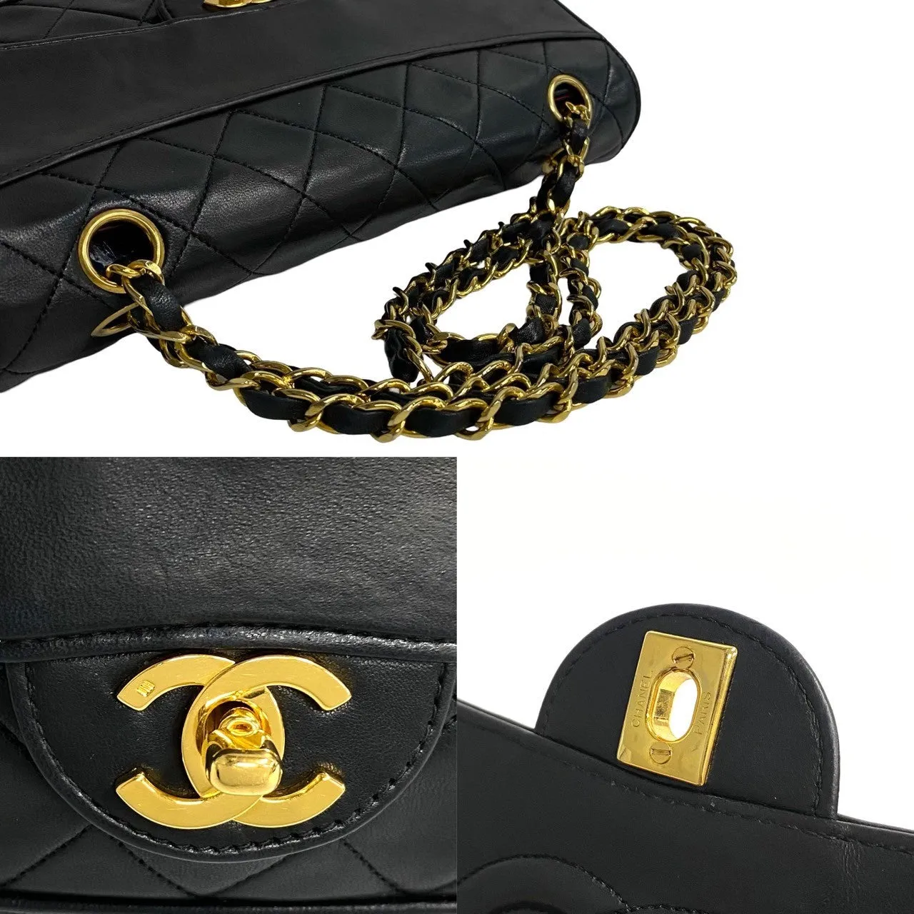 CHANEL Shoulder Bag lambskin black Matrasse