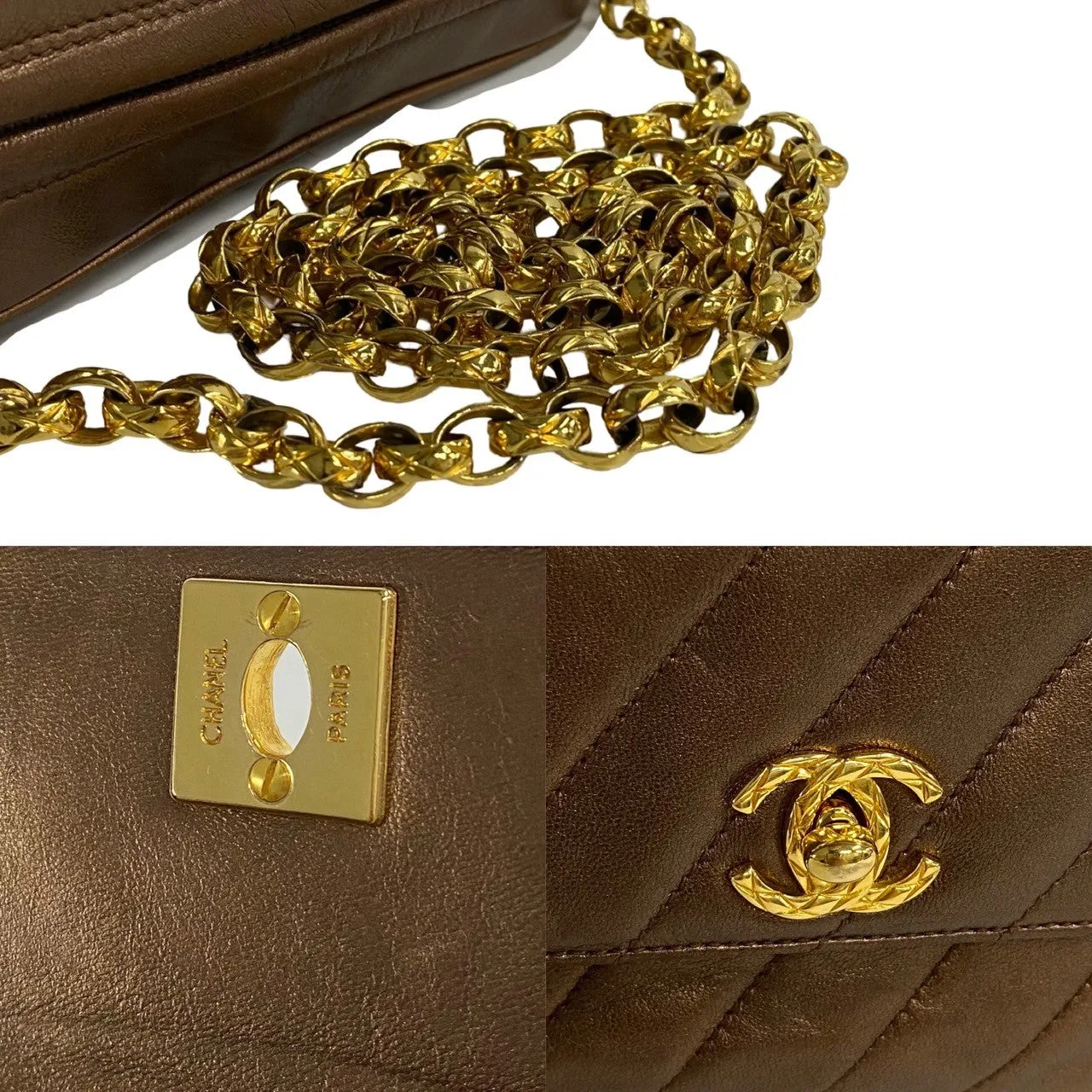 CHANEL Shoulder Bag lambskin Brown