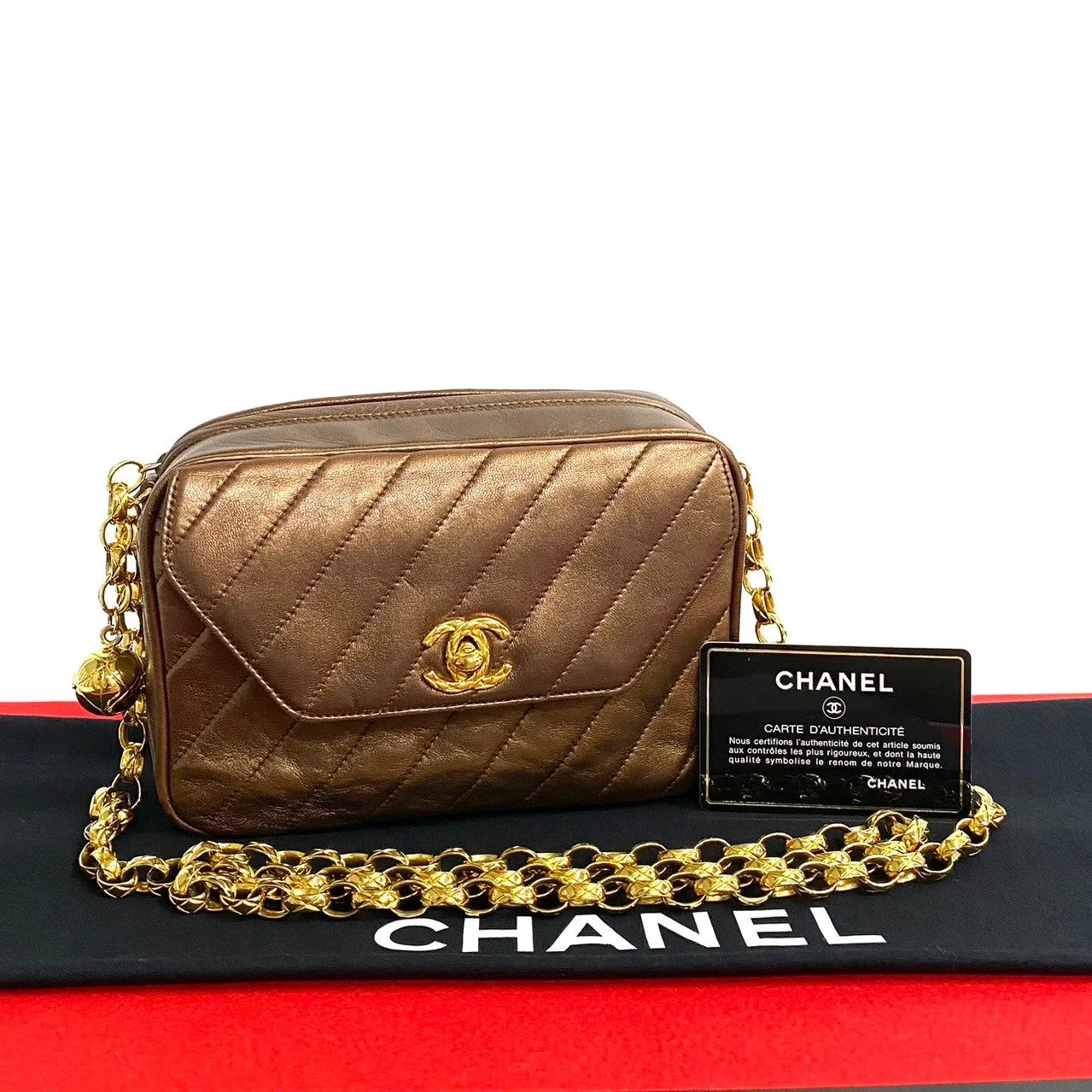 CHANEL Shoulder Bag lambskin Brown