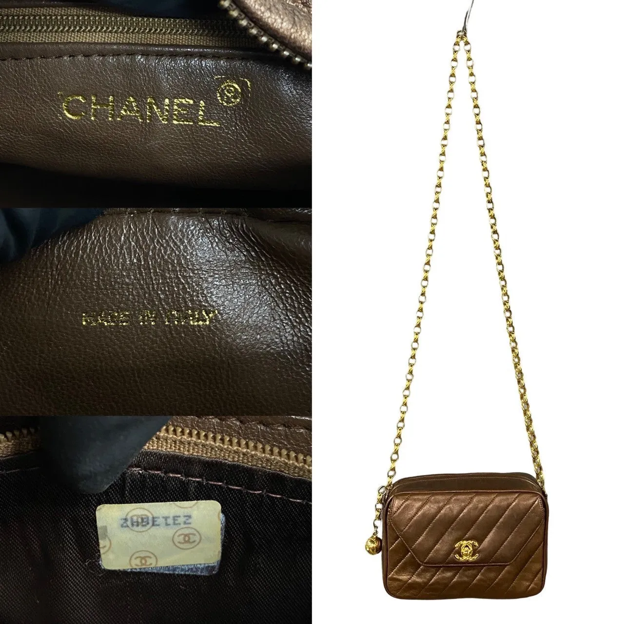 CHANEL Shoulder Bag lambskin Brown