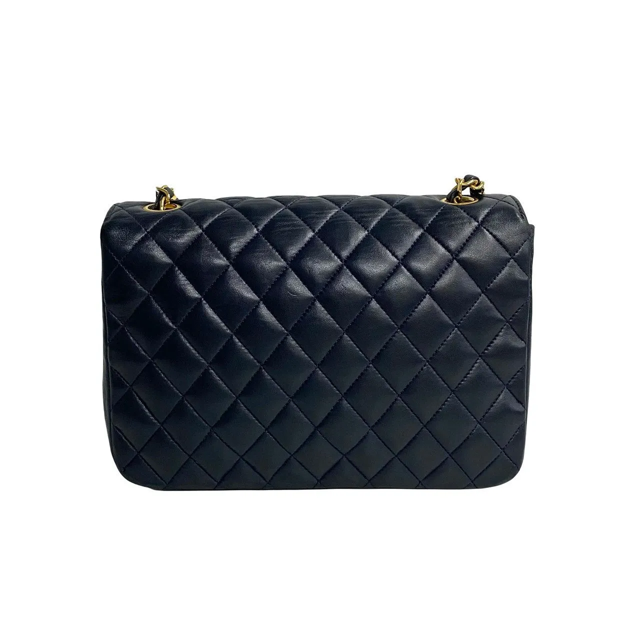 CHANEL Shoulder Bag lambskin Navy Matrasse