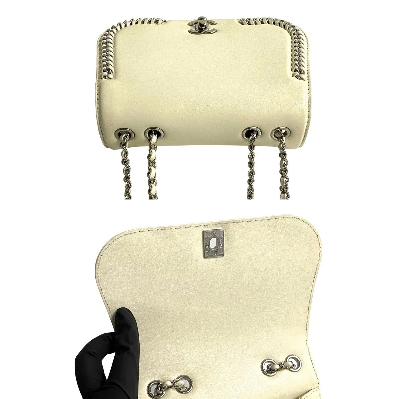 CHANEL Shoulder Bag lambskin white COCO Mark Women Used
