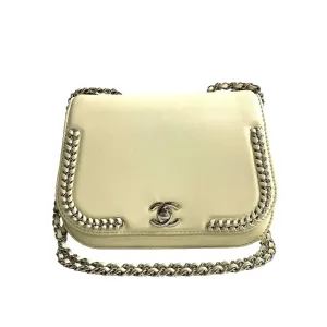 CHANEL Shoulder Bag lambskin white COCO Mark Women Used