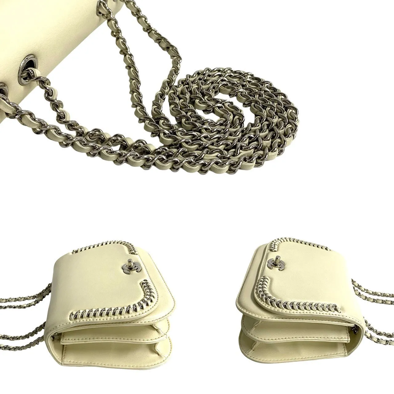 CHANEL Shoulder Bag lambskin white COCO Mark Women Used