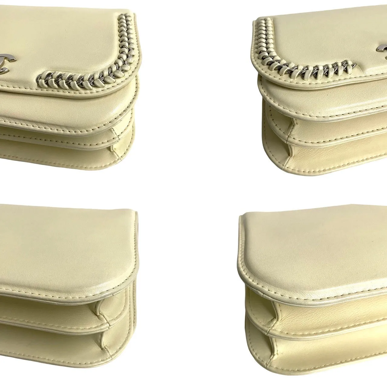 CHANEL Shoulder Bag lambskin white COCO Mark Women Used