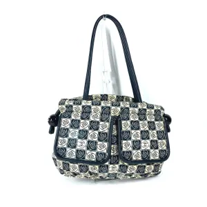 CHANEL Shoulder Bag Leather / canvas black By color Camelia