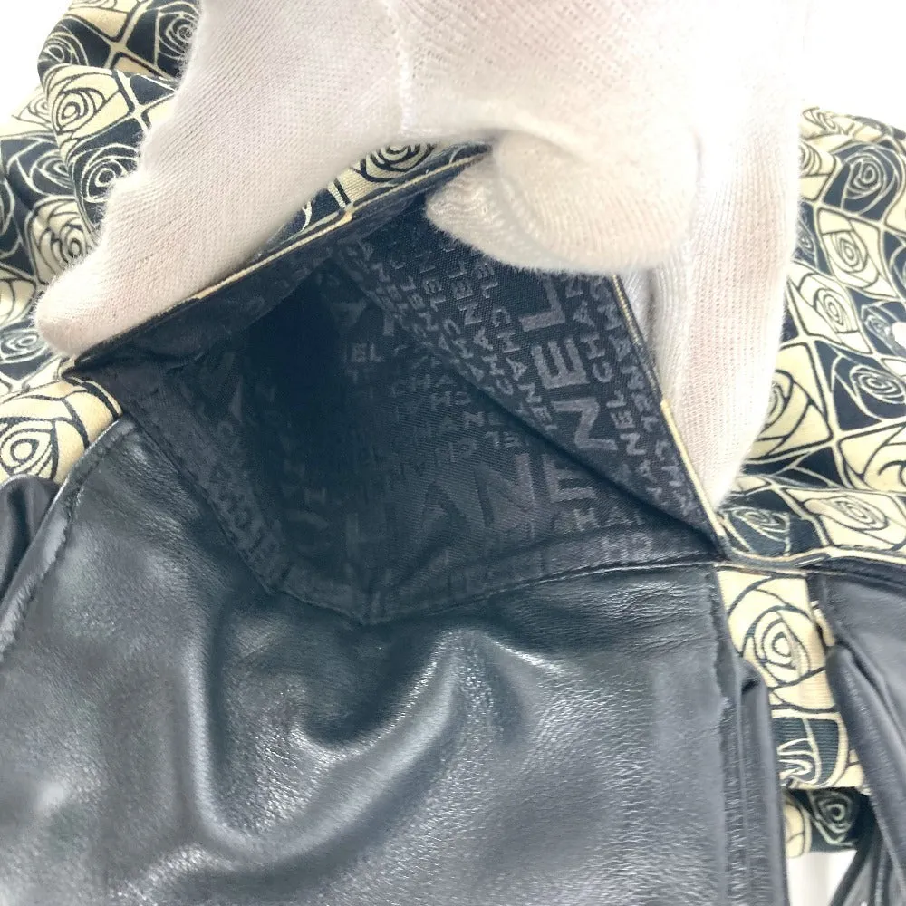 CHANEL Shoulder Bag Leather / canvas black By color Camelia
