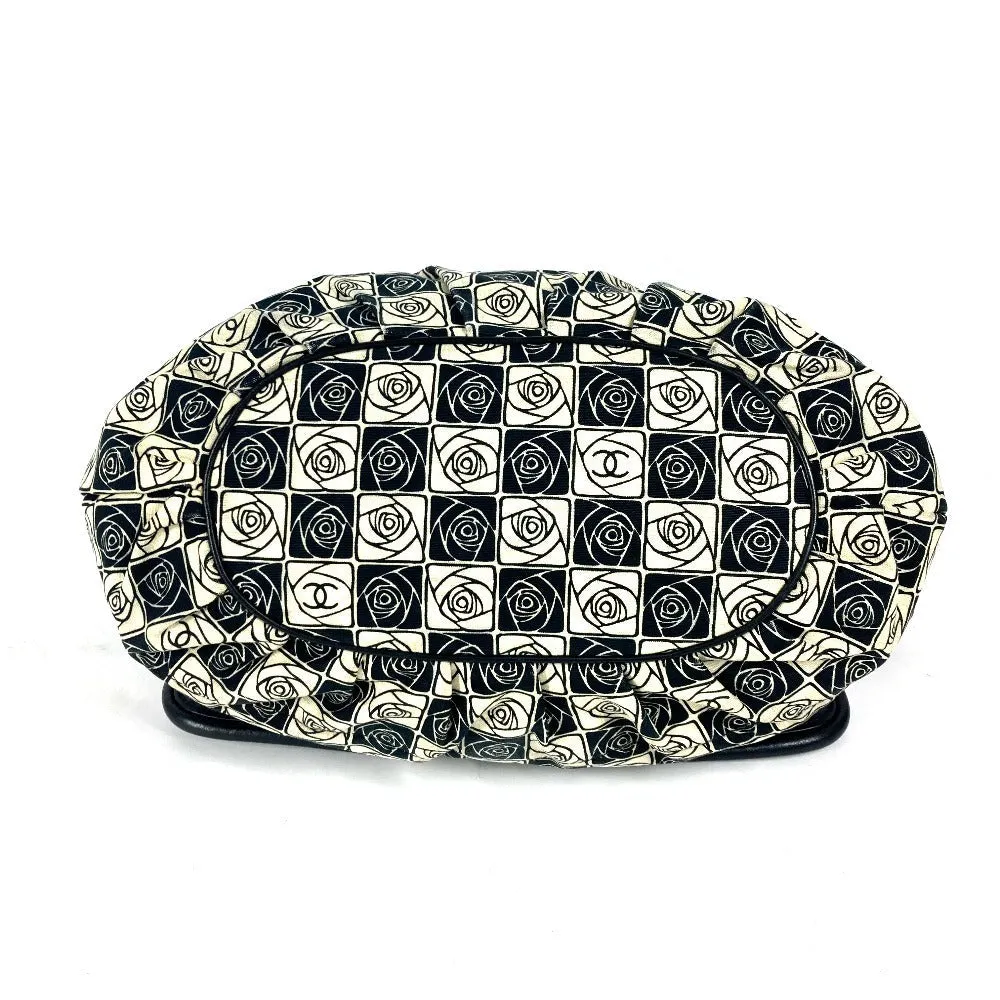 CHANEL Shoulder Bag Leather / canvas black By color Camelia