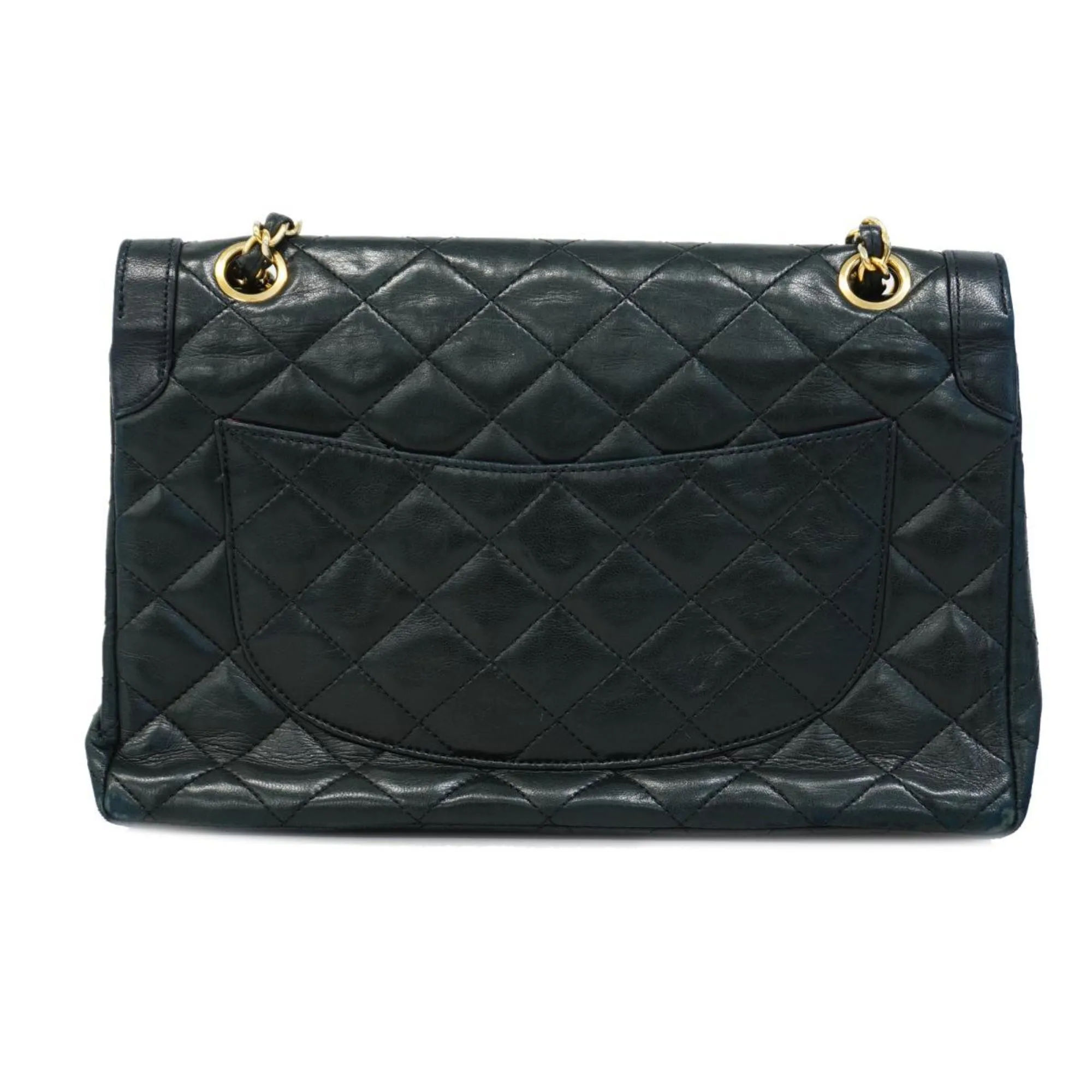 Chanel Shoulder Bag Matelasse Paris Limited W Flap Chain Lambskin Black Women's