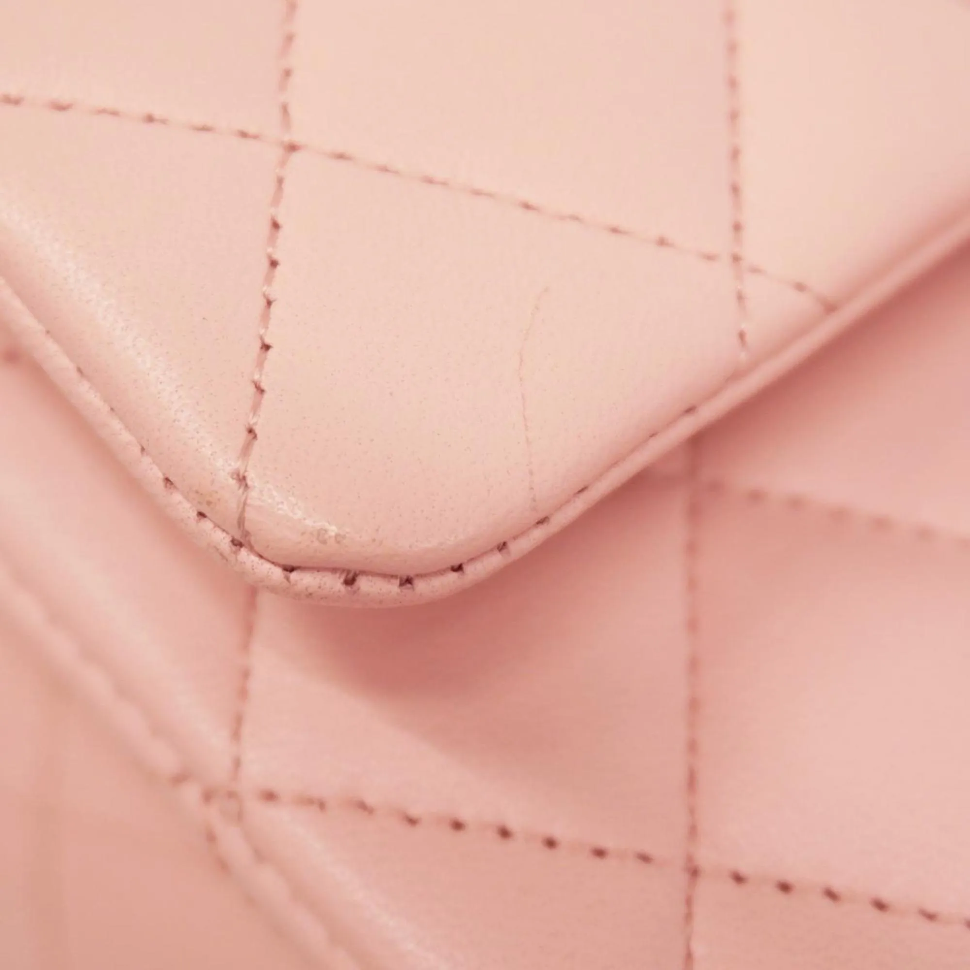 Chanel Shoulder Bag Matelasse W Flap Chain Lambskin Pink Champagne Women's