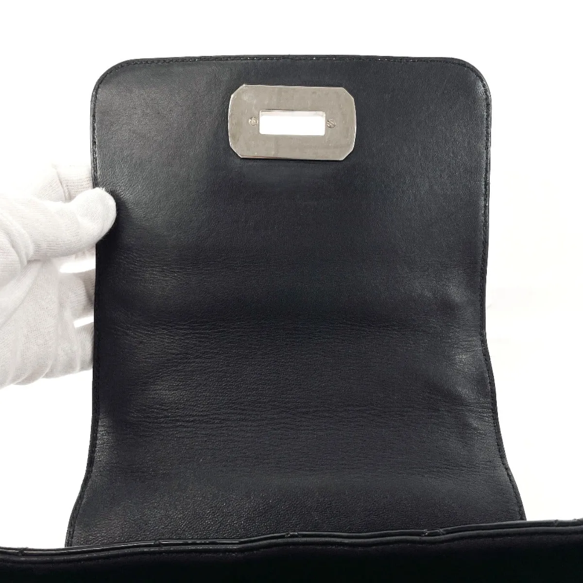 CHANEL Shoulder Bag Patent leather black ChainShoulder Matrasse