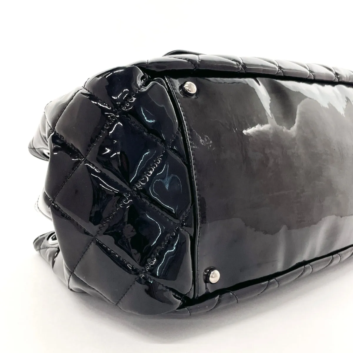 CHANEL Shoulder Bag Patent leather black ChainShoulder Matrasse