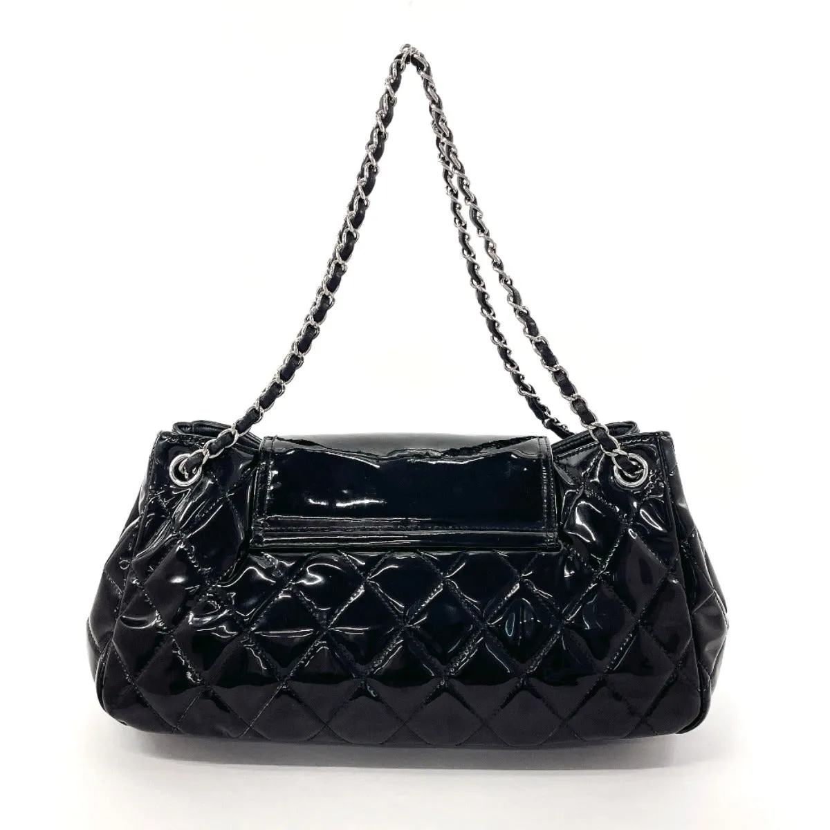 CHANEL Shoulder Bag Patent leather black ChainShoulder Matrasse
