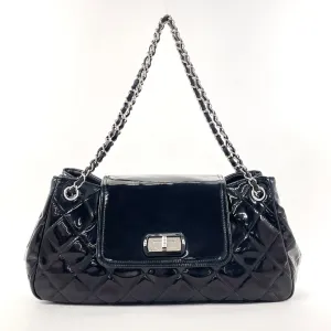 CHANEL Shoulder Bag Patent leather black ChainShoulder Matrasse