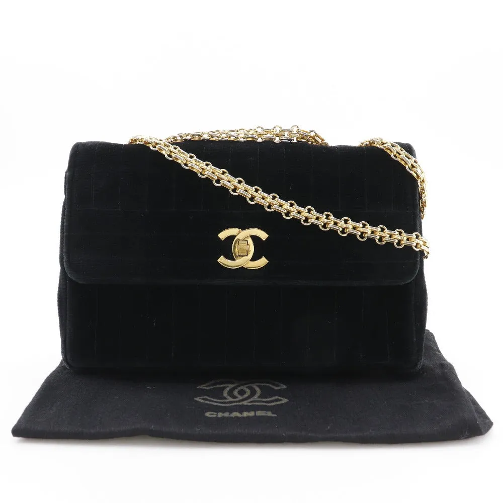 CHANEL Shoulder Bag Velor black Double chain Mademoiselle ChainShoulder Women Used