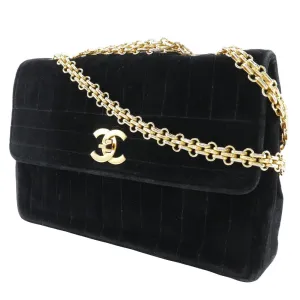 CHANEL Shoulder Bag Velor black Double chain Mademoiselle ChainShoulder Women Used