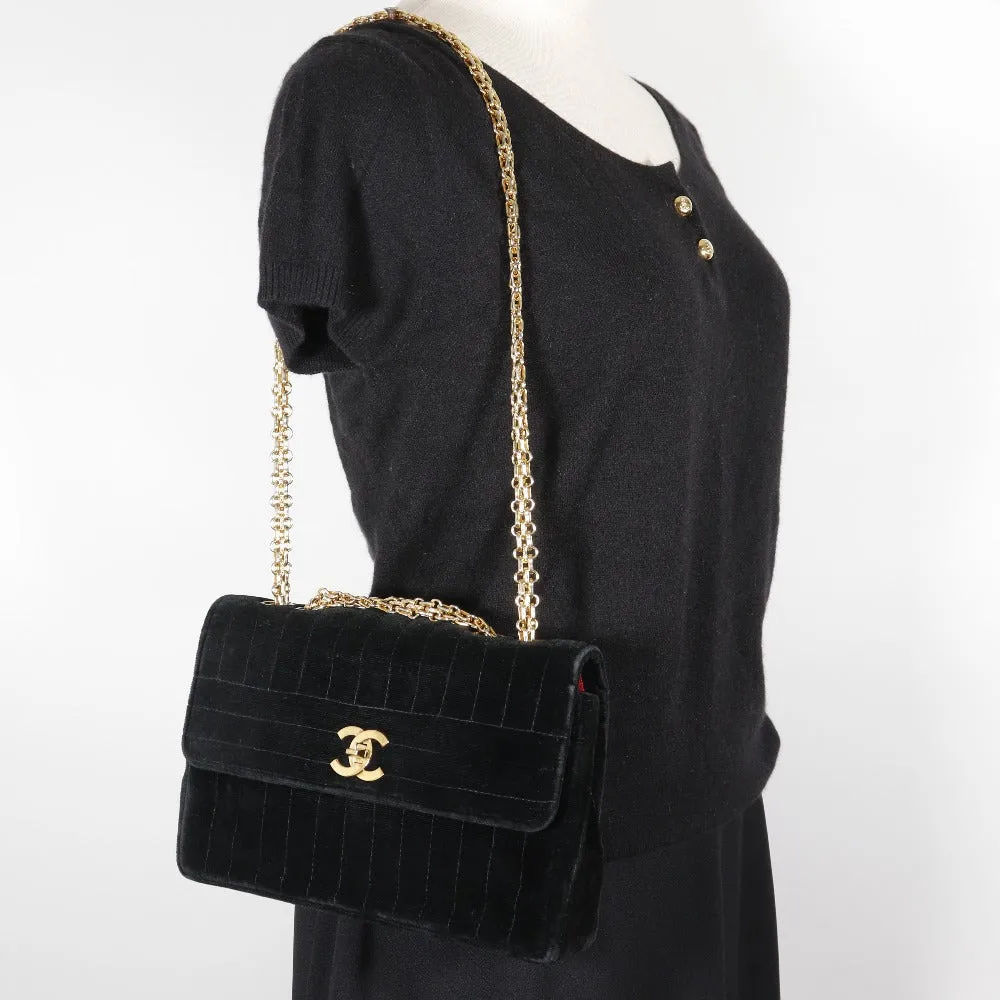 CHANEL Shoulder Bag Velor black Double chain Mademoiselle ChainShoulder Women Used