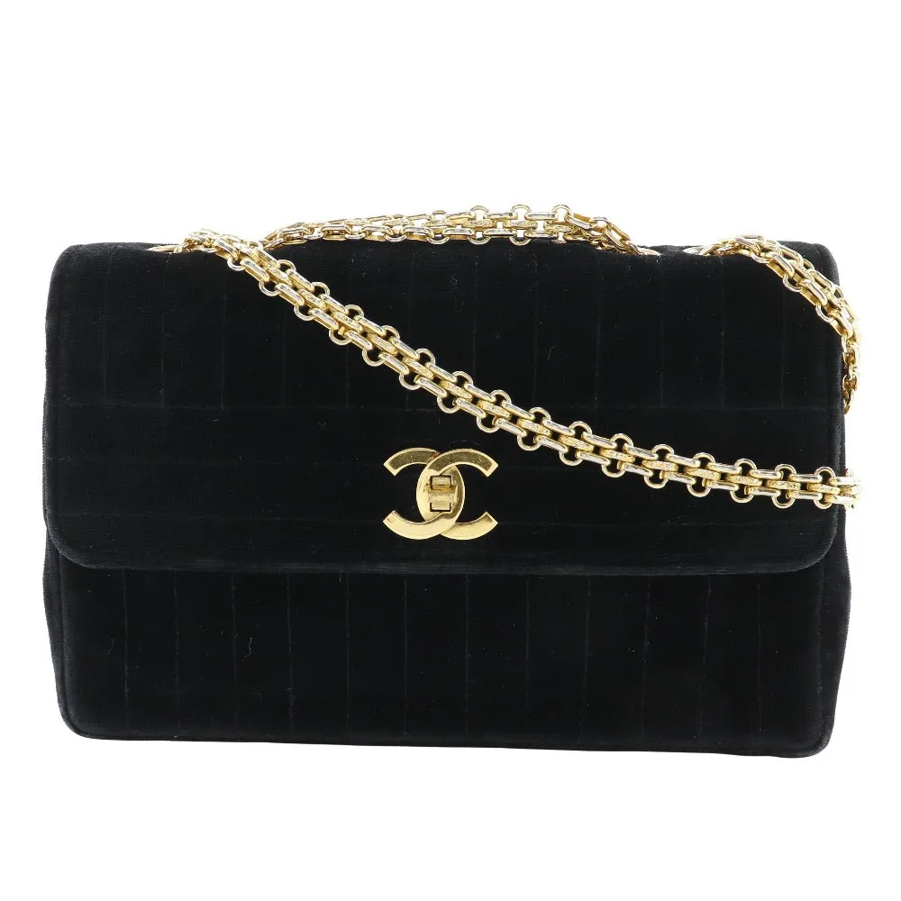 CHANEL Shoulder Bag Velor black Double chain Mademoiselle ChainShoulder Women Used