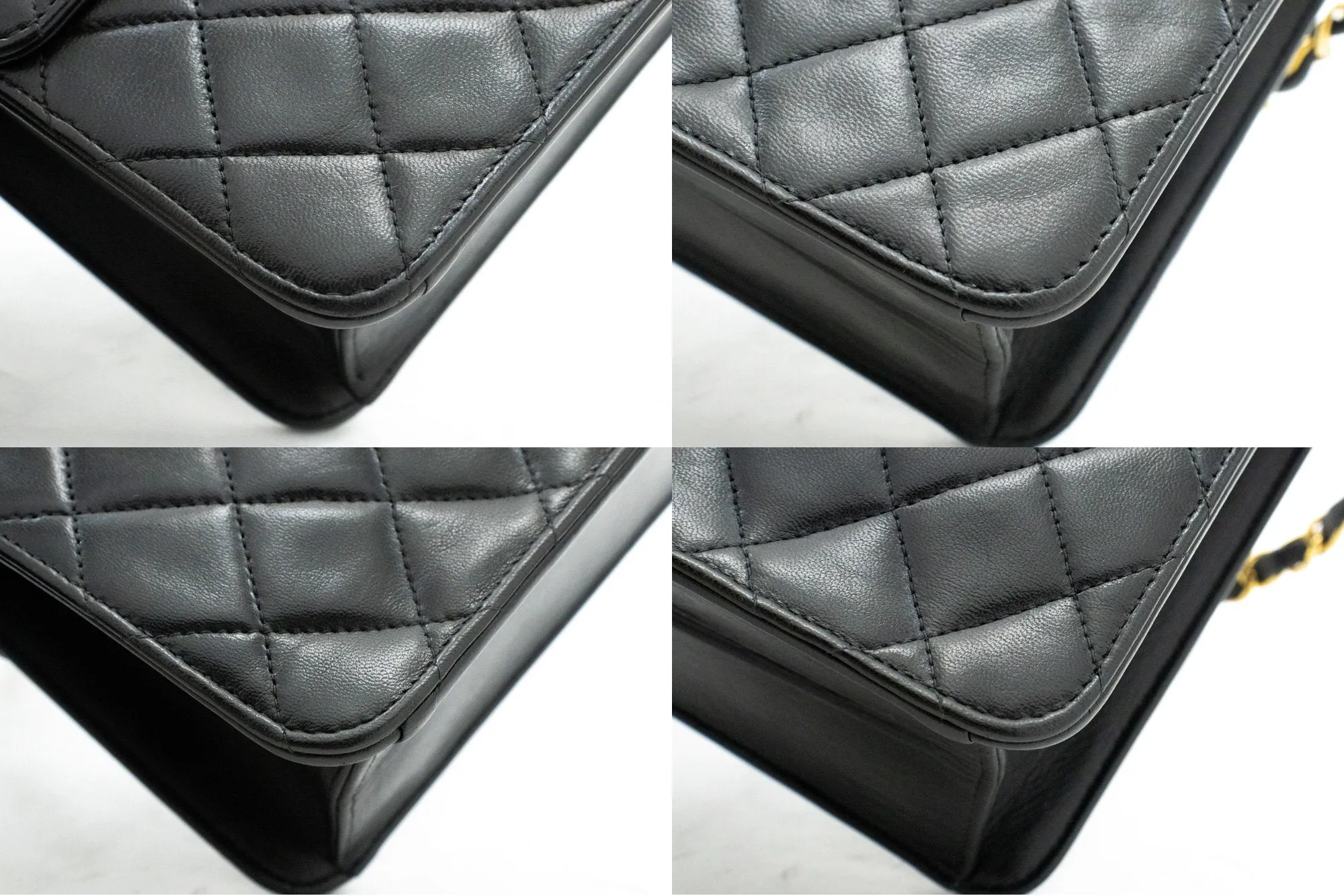 CHANEL Small Chain Shoulder Bag Clutch Black Quilted Flap Lambskin