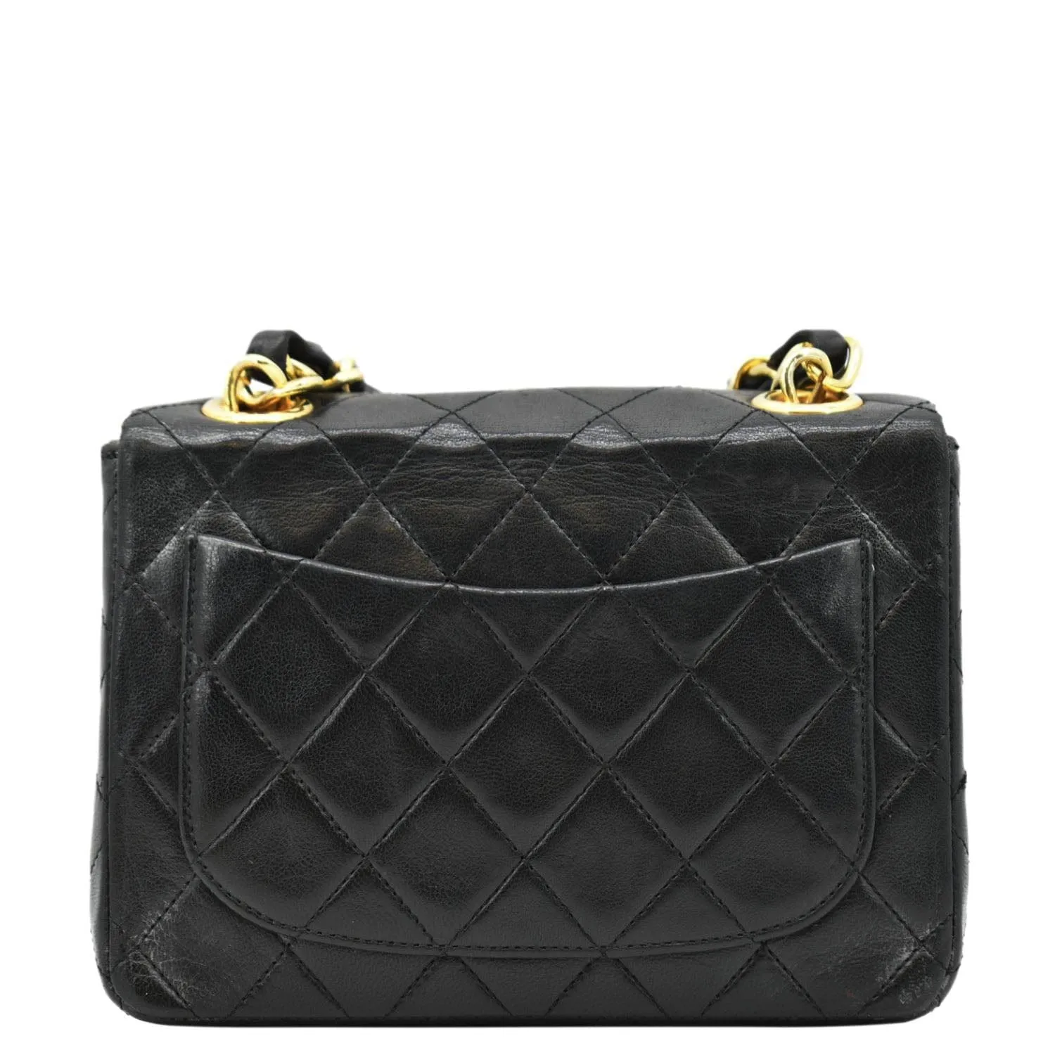 CHANEL Square Mini Flap Quilted Leather Chain Shoulder Bag Black
