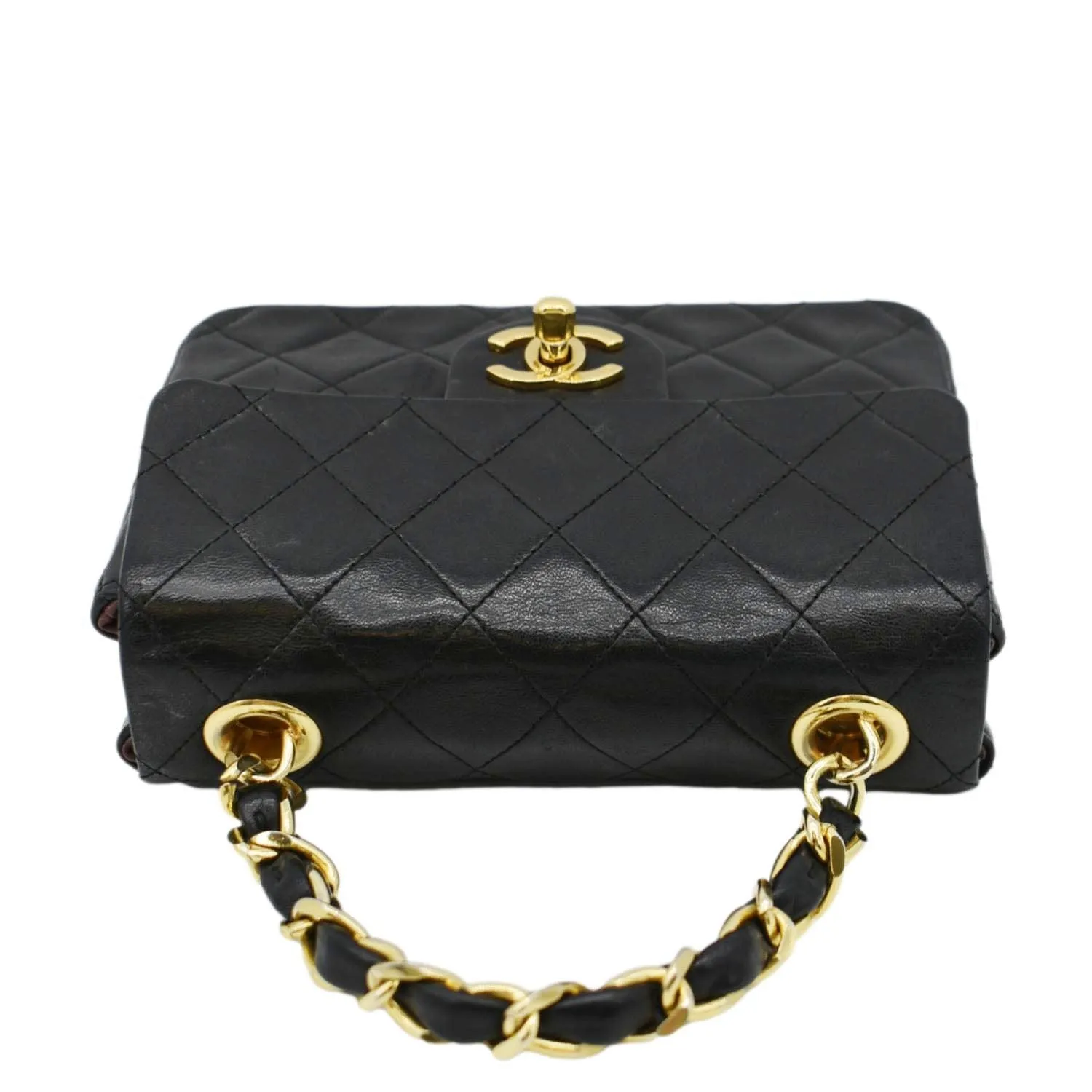 CHANEL Square Mini Flap Quilted Leather Chain Shoulder Bag Black